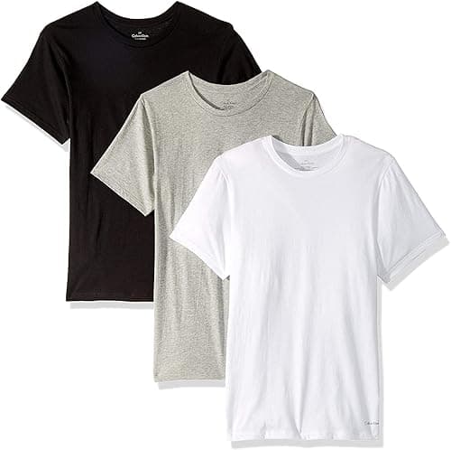 Calvin Klein Men`s Cotton Crew Neck Classic Fit T-Shirts 3 Pack (Black(U4001X-900)/Heather Grey/White, Medium) on Amazon.ae - Price Tracker