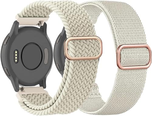 2 Pack Braided Stretchy Nylon Watch Bands Compatible with Garmin Venu 3S/Venu 2S/Vivoactive 4S/Vivomove 3S, 18mm Loop Elastic Fabric Straps for Garmin Forerunner 255S/265S Women Men on Amazon - Best Deal Finder