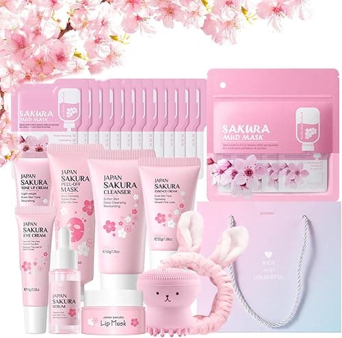 Beauty Gifts for Women, Sakura Skincare Set for Teen Girls, Facial Skin Care Products , Hydrating & Nourishing Travel-Friendly Daily Facial Skincare Routine 34PCS on Amazon - Best Deal Finder
