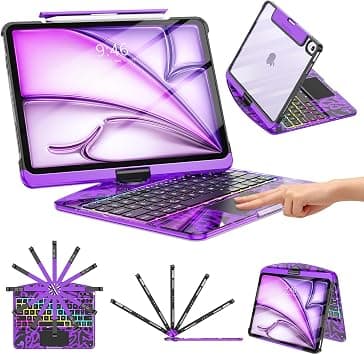Clear Wireless Keyboard Case for iPad Air 13 Inch (M3/M2, 2025/2024) & iPad Pro 12.9" (6th/5th/4th/3rd Gen), 7-Color Backlit, Multi-Touch Trackpad, Pencil Holder, 360° Rotatable Design, Purple on Amazon.ae - Price Tracker