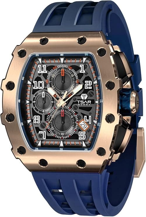 TSAR BOMBA Mens Luxury Quartz Watch Luminous Dial 5ATM Waterproof Silicone Strap - Business Men Watch Holiday Gift on Amazon.ae - Price Tracker