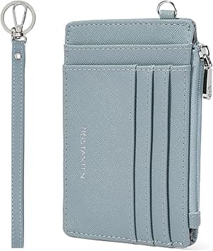 BOSTANTEN Small Wallet For Women RFID Leather Credit Card Holder Slim Wristlet Keychain Wallet With Zipper Pocket Blue on Amazon.ae - Price Tracker