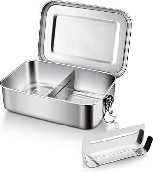 E-far Stainless Steel Bento Box, 850ml Metal Lunch Box for Kids & Adults | 28oz Leak-Proof Lunch Food Container, 2 Removable Dividers & Lid, Meal Prep, Storage for Camping Travel Work, Dishwasher Safe on Amazon.ae - Price Tracker