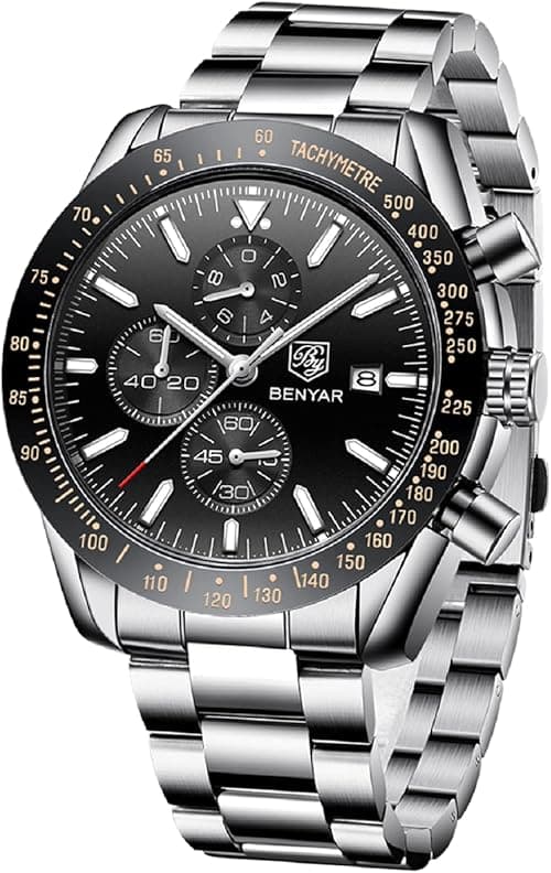 Benyar Men's Chronograph Analogue Quartz Movement Waterproof Luminous Fashion Sports Business Wrist Watch Elegant Gift for Men on Amazon.ae - Price Tracker