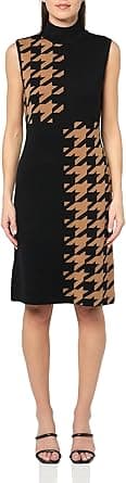 Anne Klein womens Houndstooth Mock Neck Sweater Dress Pullover Sweater on Amazon.ae - Price Tracker