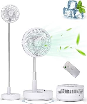 Primevolve Portable Oscillating Standing Fan,Rechargeable Battery Operated USB Floor Table Desk Fan with Remote, 4 Speed Settings Pedestal Fans for Bedroom Office Camping Fishing Travel White 7.7" on Amazon.ae - Price Tracker