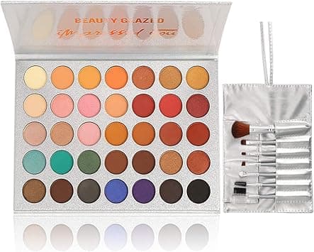 BestLand 35 Colors Eyeshadow Palette with 7Pcs Makeup Brushes Set, All in One Makeup Kit Matte Shimmer Pigmented Eye Shadow Pallete Waterproof Powder Natural Nude Naked Smokey on Amazon.ae - Price Tracker