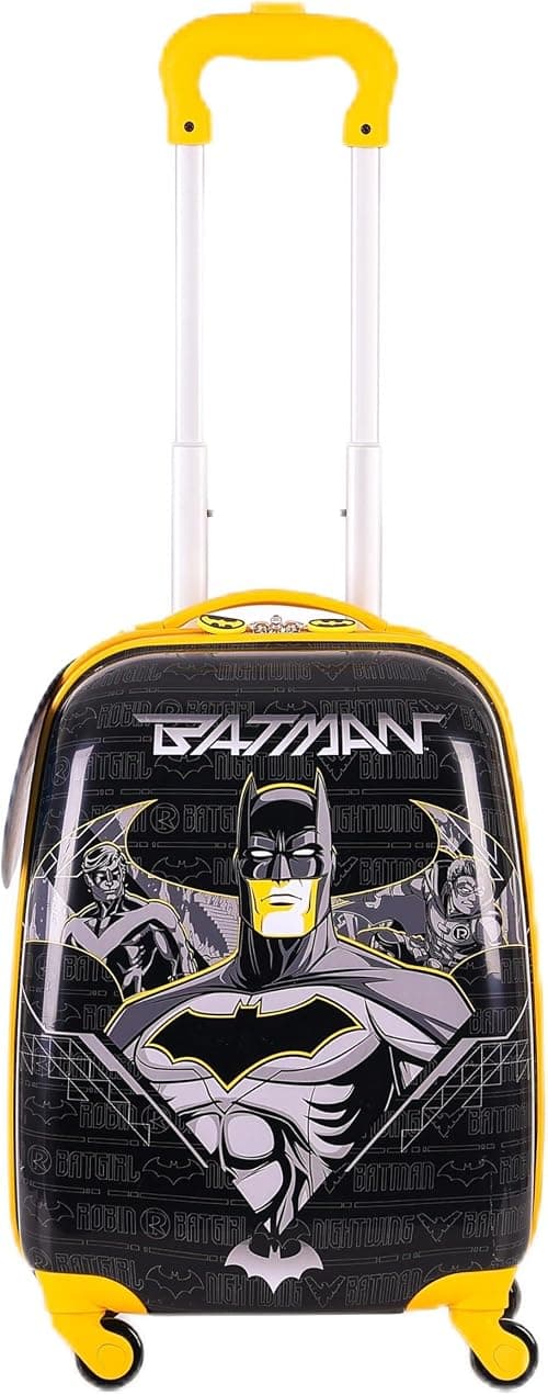 Batman Licensed 18" Kids Luggage with Reusable Stickers, Carry On Travel Suitcase with 4 Wheels, Lightweight Toddler Trolley, Durable ABS Hardshell, Anti-Theft Zipper, Telescopic Handle on Amazon - Best Deal Finder