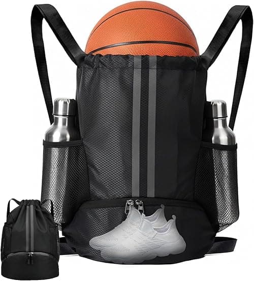 Drawstring Backpack Gym Bag with Shoes Compartment for Soccer, Basketball, Swim, Water-Resistant String Backpack Beach Cinch for Women Men on Amazon.ae - Price Tracker