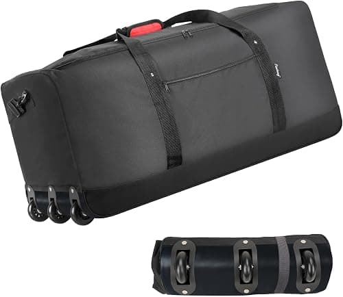 Finnhomy 120L Foldable Rolling Duffel Bag with 3 Wheels, Light Weight Travel Duffel bag with Large Loading Capacity, 32 inch Rolling Duffel bag with Shoulder Strap for Travel Camping Sports on Amazon.ae - Price Tracker