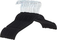 Amazon Basics Slim, Velvet, Non-Slip Shirt Clothes Hangers, Black/Silver - Pack of 30 - Amazon.sa Price Tracker