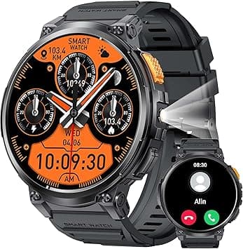 Military Smart Watches for Men with LED Flashlight 1.85" Large Screen 730mAh Big Battery Activity Tracker with Bluetooth Call Sport Modes Health Monitor Outdoor Tactical Smartwatch for iPhone Android on Amazon.ae - Price Tracker