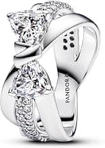 PANDORA Damenring Funkelnde Schleife Überkreuzt Silber 193553C01 - Amazon.ae Price Tracker