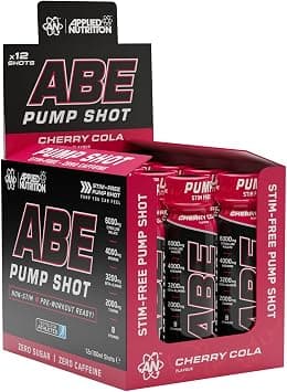 Applied Nutrition – ABE Pump Shot – Stim-Free Pre-Workout – Nitric Oxide Booster – Best Muscle Pump & Focus Enhancer – Sugar Free & Caffeine Free – (Display 12x100ml Shots) (Cherry Cola) على Amazon.ae - متتبع الأسعار