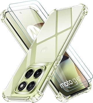 ivoler Case for Motorola Moto G87 / G77 / G67 5G with Shockproof Protective Corners, 1 Mobile Phone Case with 2 Pieces Tempered Glass Protection Glass, Transparent Scratch-Resistant Protective Case on Amazon.ae - Price Tracker