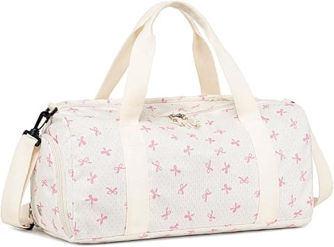 Gym Bag Sports Duffle Bags with Wet Pocket Weekender Overnight Bag with Waterproof Shoe Pouch and Air Hole for Girls Kids Women Foldable Travel Bags, Bow Pink على Amazon.ae - متتبع الأسعار