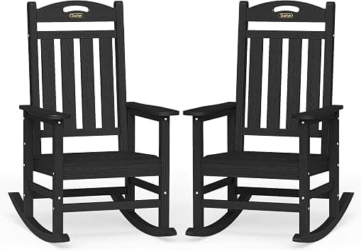 Oversized Outdoor Rocking Chair Set of 2, High Back Porch Rocker Chair, HDPE All Weather Resistant Rocking Chairs for Patio,380lbs Weight Capacity, Black on Amazon.ae - Price Tracker