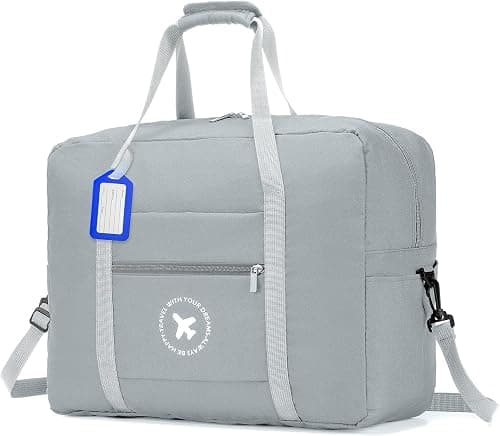 Azonee Travel Duffel Bag, Large Capacity Short Distance Single Shoulder Travel Bag for Boarding Flight - Foldable Waterproof Luggage Storage Bag,Personal Item Carry-On Luggage Bag (Grey18x14x8 Inch) on Amazon - Best Deal Finder
