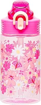 Zak Designs Water Bottle For School or Travel, 16oz Durable Plastic Water Bottle With Straw, Handle, and Leak-Proof, Pop-Up Spout Cover (Flower Power) - Amazon.ae Price Tracker