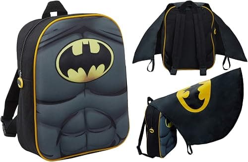 Boys Batman 3D Backpack with Foldable Cape Kids DC Comics Novelty Dress Up Rucksack Bag on Amazon.ae - Price Tracker