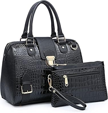 Dasein Women Barrel Handbags Purses Fashion Satchel Bags Top Handle Shoulder Bags Vegan Leather Work Bag on Amazon.ae - Price Tracker