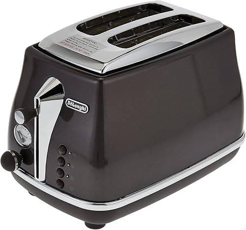 De'Longhi Icona Capitals Grey Vintage Style 2 Slice Toaster, 6 Browning Levels, 2 Extra Wide Bread Slots, Defrost and Reheat Functions, Removable Crumb Tray, CTOT2003.GY on Amazon - Best Deal Finder