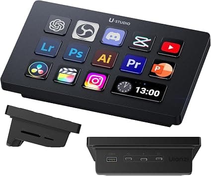 ULANZI Upgrade D200H 7-in-1 Deck U-Studio Stream Controller Keyboard, 14 LCD Keys, 13 Customizable Macro Keys Dock to Control Apps and Software, Trigger Actions in OBS, Twitch, YouTube, for Mac/PC على أمازون - دليلك لأفضل العروض