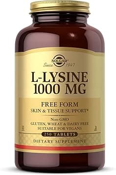 Solgar L-Lysine 1000 mg, 250 Tablets - Enhanced Absorption and Assimilation - Promotes Integrity of Skin and Lips - Collagen Support - Amino Acids - Non-GMO, Vegan, Gluten Free - 250 Servings on Amazon - Best Deal Finder