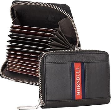 HORNBULL Steve RFID Blocking Leather Wallet for Men | Vertical Credit Debit Card Holder, Zip Around Wallet, Black Card Holder, Black on Amazon.ae - Price Tracker
