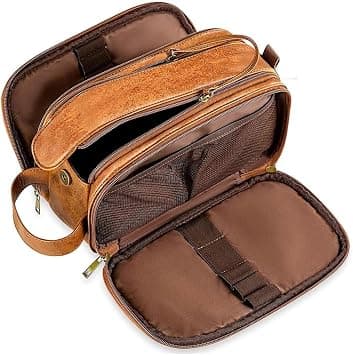 Toiletry Bag for Men, Large Travel Shaving Dopp Kit Water-resistant Bathroom Toiletries Organizer PU Leather Cosmetic Bags on Amazon - Best Deal Finder