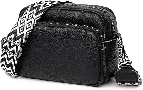 OSHIMA Women's Crossbody Genuine Leather Camera Bag Purse, Black, 8.5 x 3 x 5.6 inches on Amazon.ae - Price Tracker