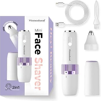 Mini Face Shaver for Women Skin Protecting Mesh Painless Facial Hair Remover Upper Lip Chin Cheeks Peach Fuzz Eyebrow Pro Styling Head Travel Ready 2 in 1 Face and Nose Hair Remover 60 Min on Amazon.ae - Price Tracker