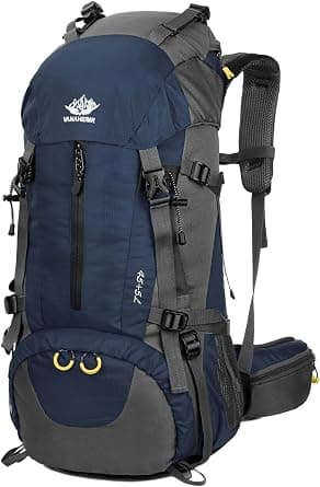 50L Hiking Backpack, Waterproof Camping Essentials Bag with Rain Cover, 45+5 Liter Lightweight Backpacking Back Pack (50L) على Amazon.ae - متتبع الأسعار