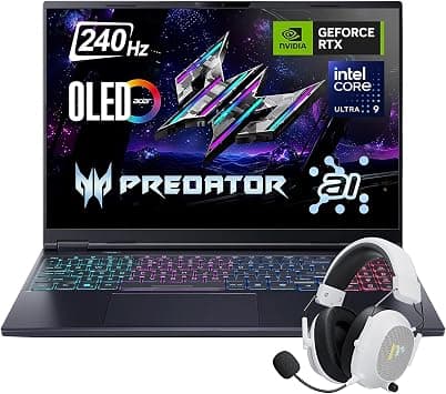 Acer Predator Helios Neo 16S AI Gaming Laptop, 16’’ WQXGA 240HZ OLED, Intel 24-Core Ultra 9 275HX, RTX 5060 DLSS4, 32GB DDR5 1TB SSD, Killer WiFi 6E, Thunderbolt 4, RJ 45, Win 11 Pro with Accessory على Amazon.ae - متتبع الأسعار
