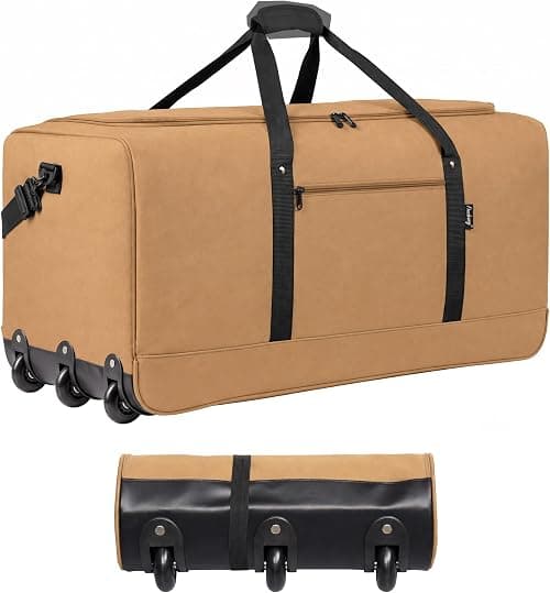Finnhomy 120L Foldable Rolling Duffel Bag with 3 Wheels, Light Weight Travel Duffel bag with Large Loading Capacity, 32 inch Rolling Duffel bag with Shoulder Strap for Travel Camping Sports on Amazon - Best Deal Finder