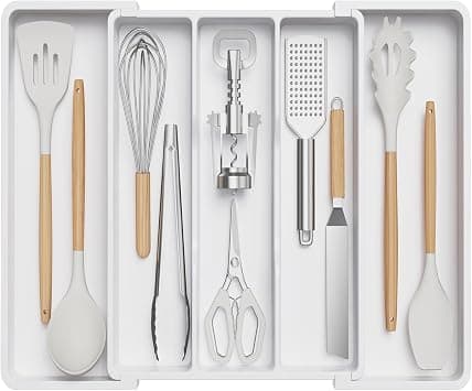 Lifewit Expandable Drawer Cutlery Organizer, Large, Kitchen Drawer Organizer, Plastic, Large, White on Amazon.ae - Price Tracker