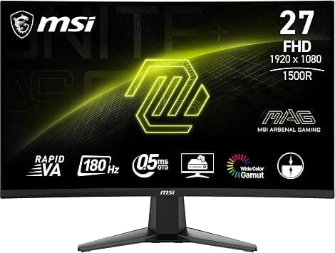 MSI MAG 27C6F 27 Inch FHD Curved Gaming Monitor - 1500R 1920 x 1080 Rapid VA Panel, 180 Hz / 0.5ms (GtG, Min.), Adaptive-Sync - DP 1.2a, HDMI CEC على Amazon.ae - متتبع الأسعار