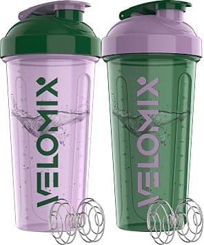 VELOMIX -2 Pack- 28 oz Protein Shaker Bottles for Protein Mixes - 2x Wire Whisk | Leak Proof Shaker Cups for Protein Shakes and Pre Workout | Protein Shaker Bottle Pack (B3) Flower Set on Amazon.ae - Price Tracker