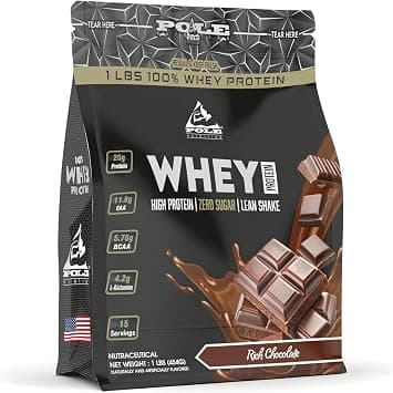 Pole Nutrition 100% Whey Protein, Rich Chocolate, 25g Protein, Zero Sugar, Lean Shake, 15 Servings, 454g, 1 Lbs on Amazon - Best Deal Finder