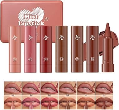 6 Colors Lip Liner and Lipstick Set, Matte Finish Velvet Nude Colors Lipstick Pencil, 2 in 1 Lip Liner, Long Lasting Pigmented Lipstick Lip Makeup Pack on Amazon - Best Deal Finder