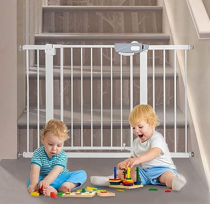 SKY-TOUCH Auto Close Safety Baby Gate, Extra Wide Child Gate 75-84cm + 10/20/30cm Extension Kit Maximum Suitable For 144cm, Baby Gates for Stairs & Doorways, Easy Install (75-144cm wide) on Amazon.ae - Price Tracker