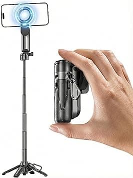 Magnetic 47.5cm/18.7" Selfie Tripod for iPhone, Travel Essential Mini Stick with Rechargeable Bluetooth Remote, Lightweight & Pocket-Sized Quadpod for MagSafe & Non-MagSafe Phones on Amazon.ae - Price Tracker