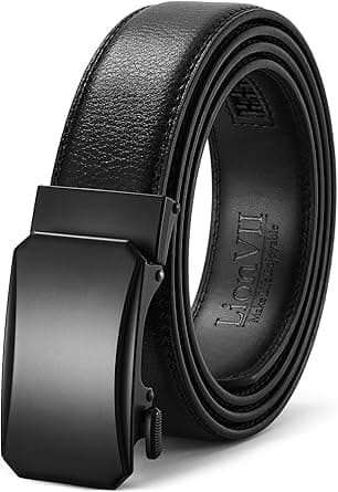 LionVII Men's Ratchet Belt - Genuine Leather Adjustable Belt for Dress and Casual with Automatic Buckle, Adjustable Trim to Fit 75-127cm(29-50") Waist on Amazon.ae - Price Tracker