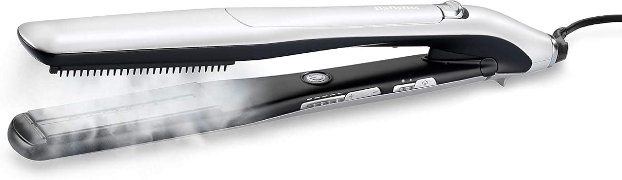 BaByliss Steam Lustre Professional Hair Straightener | Advanced Ceramic 36mm Broad Heating Plate | 5 Heat Settings From 170-210°C | 360° Surround Steam Technology For Smooth Hair | ST595SDE (Silver) on Amazon.ae - Price Tracker