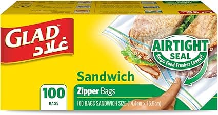 Glad Zipper Food Storage Sandwich Bags Size 14.4cm x 16.5cm 100pcs on Amazon.ae - Price Tracker