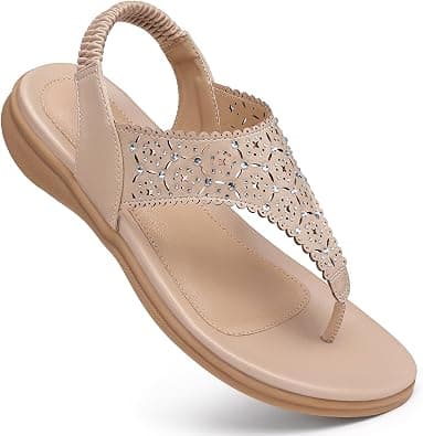 SHIBEVER Flat Sandals For Women Dressy: Comfortable Summer - Soft Rhinestone Flats Sandal على Amazon.ae - متتبع الأسعار