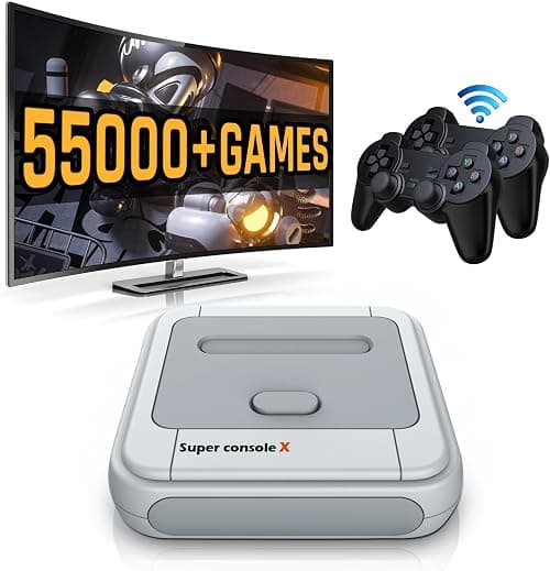 Super Console X, Retro Classic Video Game Consoles,Built in 41,000+ Games,52+ Emulators for 4K TV HD/AV Output,with Dual Wireless 2.4G Controllers Gamepads,Support WIFI/LAN,Up to 5 Players(128G) on Amazon - Best Deal Finder