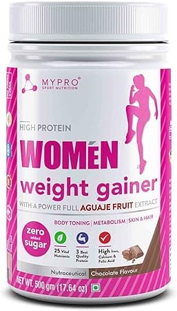 Mypro Sport Nutrition High Protein Women Weight Gainer With Power Full AGUAJE FRUIT Extract Dietary Supplement With ( 24 Vital Nutrients,3 Best Qaulity Protien ) Chocolate Flavor For Women-500 Gm on Amazon.ae - Price Tracker