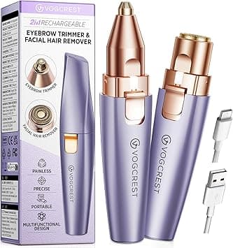 Rechargeable Eyebrow Trimmer & Facial Hair Remover for Women, 2 IN 1 Eyebrow Razor and Flawless Hair Remover, Eyebrow Lips Nose Body Facial Hair Removal for Women with Built-in LED Light (Purple) on Amazon.ae - Price Tracker