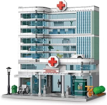 TOY PLAYER 1350 Pieces City Hospital Building Block Set with LED Lighting, City Hospital Building Block Set, Miniature Hospital World, Compatible with Lego, Architecture Building Set for Adults - متتبع أسعار Amazon.sa